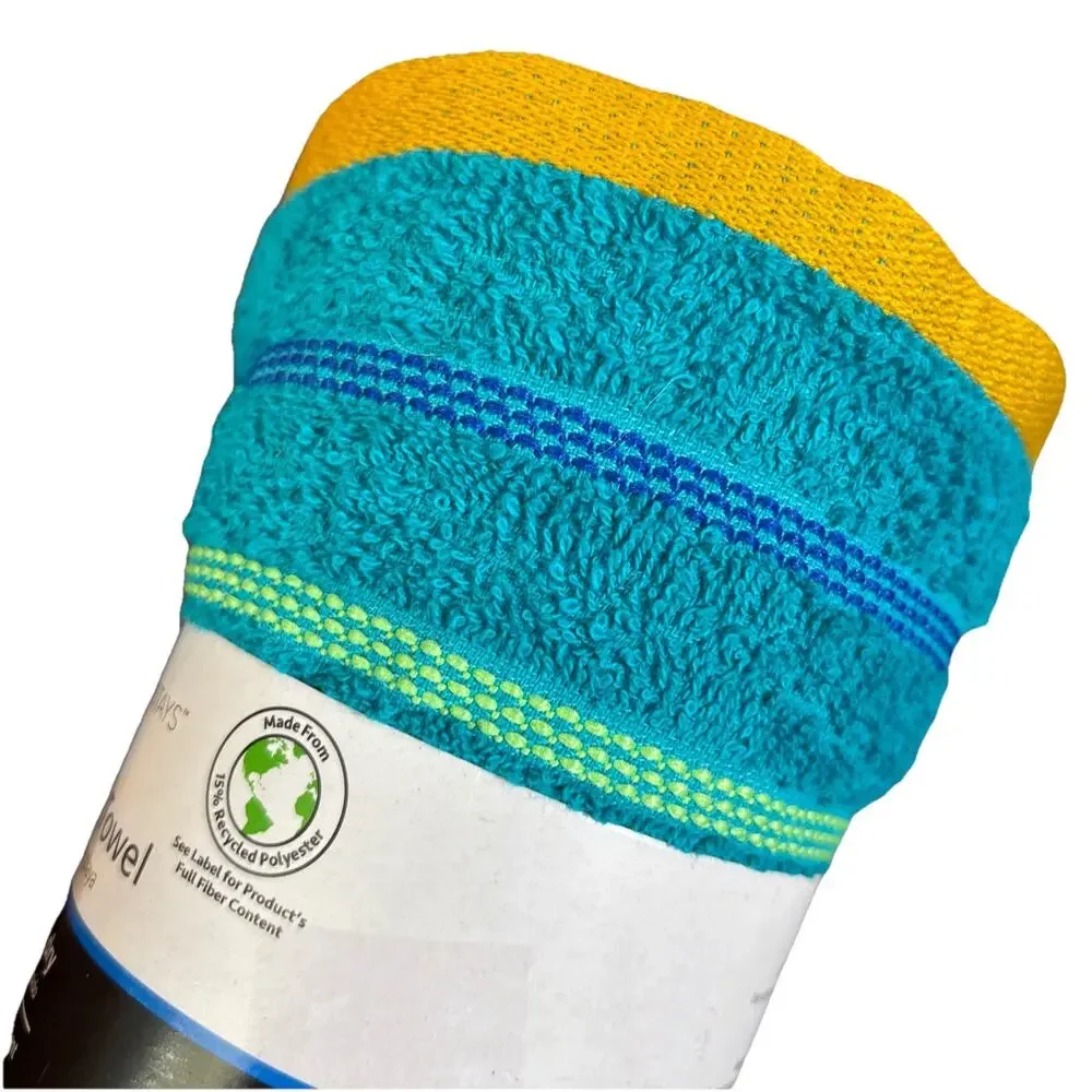 2 PACK Printed Beach Towels 84% Cotton Soft Papaya Juice Teal Sachet Hang Loop